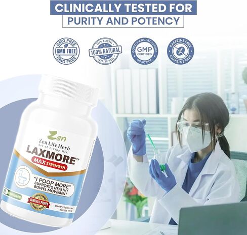ZEN LIFE HERB LAXMORE I POOP MORE Max Strength 100% Natural Plant-Based Supplement (90 Capsules) in Kuwait