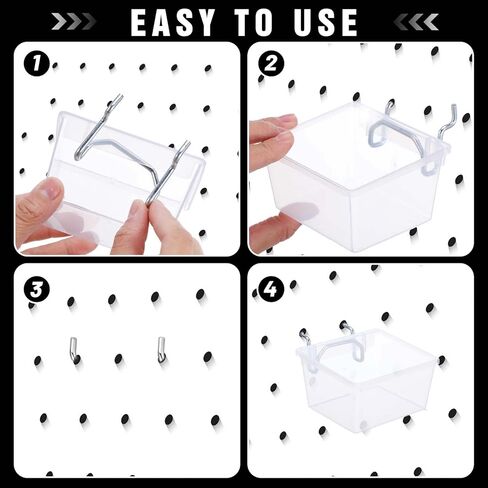 16 مجموعة من صناديق وسلال ألواح Pegboard الشفافة وملحقات منظم Pegboard مع خطافات وحاويات Pegboard ملصق جداري وقلم لتخزين الأدوات اليدوية ومنظم تخزين المرآب in Saudi Arabia