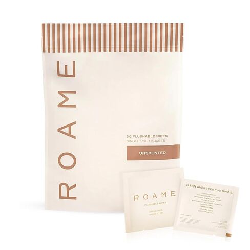 ROAME Flushable Wet Wipes After Toilet Use – Septic Safe & Toilet Flushable – Hypoallergenic, Unscented, 99% Purified Water with Aloe Vera, Witch Hazel & Cucumber Extracts – 30 Count in Kuwait