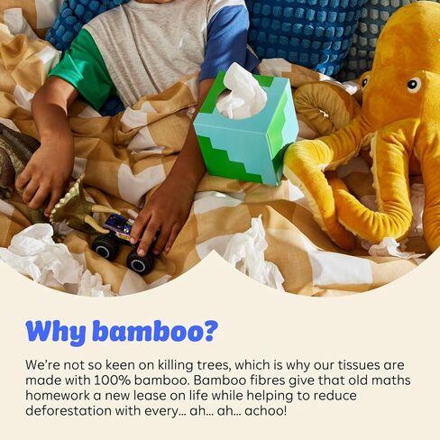 من يعطي مناديل من الخيزران، صناديق مكعبة من مناديل الوجه، 100% من الخيزران، 3 طبقات، 12 صندوقًا، 65 ورقة في كل صندوق، ناعمة، قوية، ومستدامة، صديقة للبيئة مع عبوة خالية من البلاستيك، 780 منديلًا إجماليًا in Kuwait