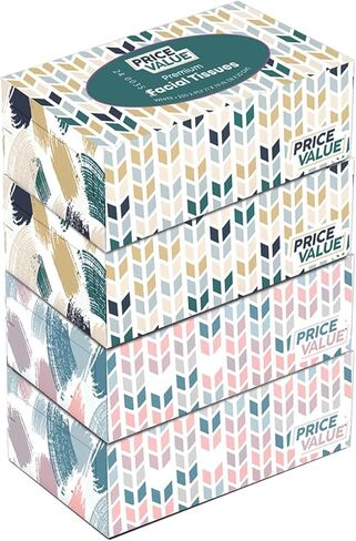 مناديل وجه، بيضاء، طبقتين، 230 ورقة في كل صندوق، 4 صناديق، إجمالي 920 ورقة، ناعمة ومتينة in Kuwait