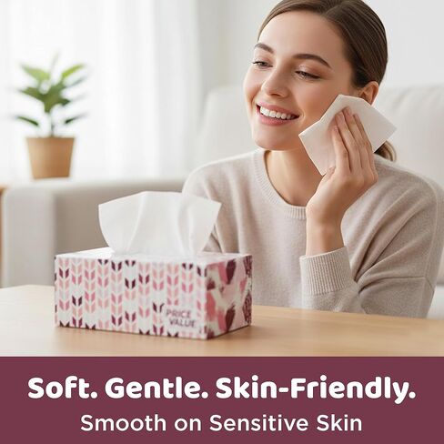 مناديل وجه، بيضاء، طبقتين، 230 ورقة في كل صندوق، 4 صناديق، إجمالي 920 ورقة، ناعمة ومتينة in Kuwait