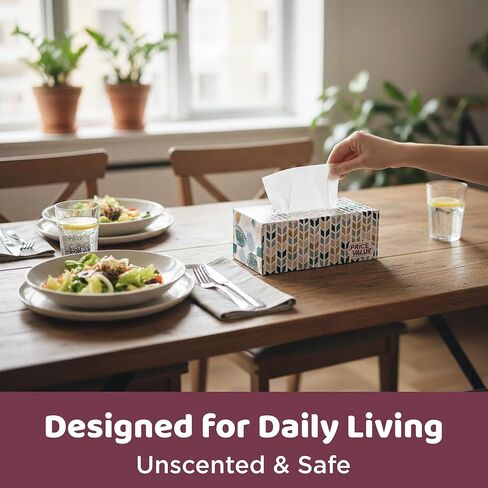 مناديل وجه، بيضاء، طبقتين، 230 ورقة في كل صندوق، 4 صناديق، إجمالي 920 ورقة، ناعمة ومتينة in Kuwait