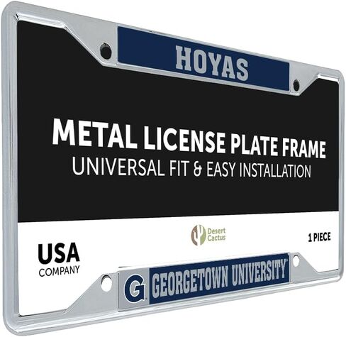 Desert Cactus Georgetown University License Plate Frame Hoyas GU Metal Car Tag Holder for Front or Back of Car Officially Licensed (Mascot - Blue) in Saudi Arabia