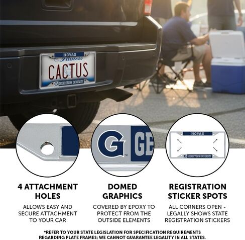 Desert Cactus Georgetown University License Plate Frame Hoyas GU Metal Car Tag Holder for Front or Back of Car Officially Licensed (Mascot - Blue) in Saudi Arabia