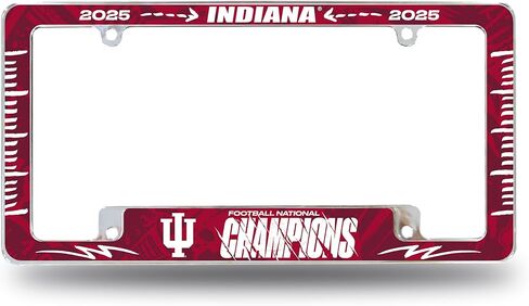 Rico Industries NCAA Indiana Hoosiers 2026 أبطال كرة القدم الوطنيين 12 بوصة × 6 بوصة إطار لوحة ترخيص السيارات من الكروم بالكامل للسيارة/الشاحنة/سيارات الدفع الرباعي in Saudi Arabia