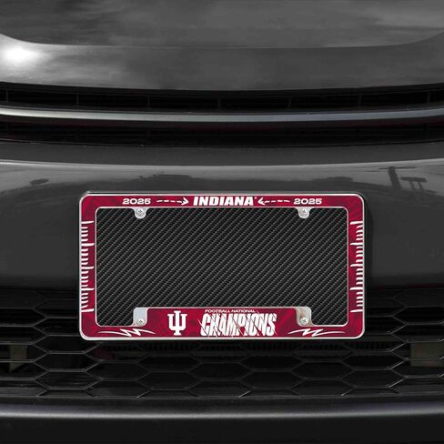 Rico Industries NCAA Indiana Hoosiers 2026 أبطال كرة القدم الوطنيين 12 بوصة × 6 بوصة إطار لوحة ترخيص السيارات من الكروم بالكامل للسيارة/الشاحنة/سيارات الدفع الرباعي in Saudi Arabia