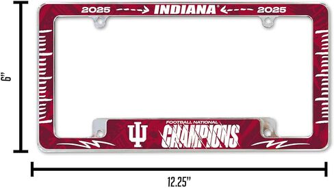 Rico Industries NCAA Indiana Hoosiers 2026 أبطال كرة القدم الوطنيين 12 بوصة × 6 بوصة إطار لوحة ترخيص السيارات من الكروم بالكامل للسيارة/الشاحنة/سيارات الدفع الرباعي in Saudi Arabia