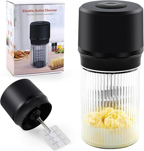 IFOLO Electric Butter Churn – One-Touch Butter Maker in 5–10 Mins, 34oz Glass Jar with High-Speed Brushless Motor, High-Speed Mixing for Creamy Results in Saudi Arabia