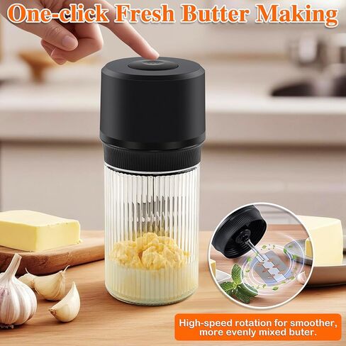 IFOLO Electric Butter Churn – One-Touch Butter Maker in 5–10 Mins, 34oz Glass Jar with High-Speed Brushless Motor, High-Speed Mixing for Creamy Results in Saudi Arabia