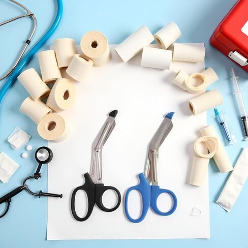 2Pcs Black and Blue Medical for Nurses Trauma Shears EMT Bandage Shears with Non-Stick Blades Heavy Duty Nursing Scissors for Doctors Paramedic Instruments and Surgical Tools Medical Supplies in Saudi Arabia