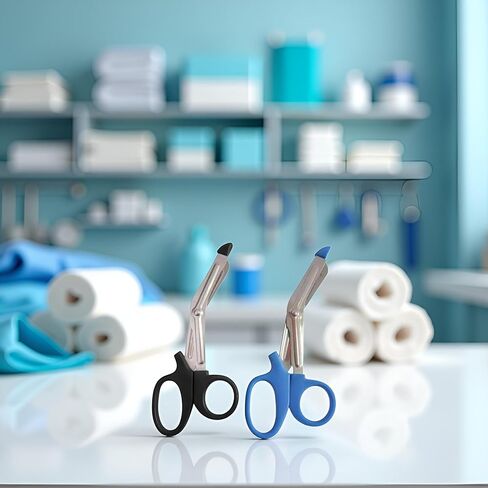 2Pcs Black and Blue Medical for Nurses Trauma Shears EMT Bandage Shears with Non-Stick Blades Heavy Duty Nursing Scissors for Doctors Paramedic Instruments and Surgical Tools Medical Supplies in Saudi Arabia