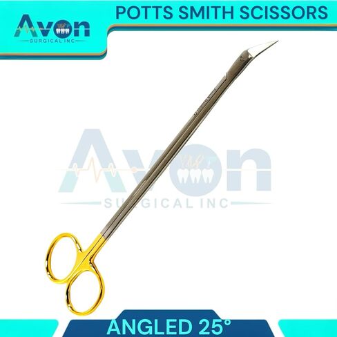 Pack of 3pcs Potts Smith Sharp Tip Scissors | Angled to 25 Degrees, 90 Degrees, and 125 Degrees | Gold Handle French Stainless Steel Premium Bundle in Kuwait