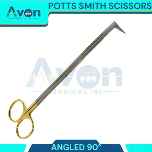 Pack of 3pcs Potts Smith Sharp Tip Scissors | Angled to 25 Degrees, 90 Degrees, and 125 Degrees | Gold Handle French Stainless Steel Premium Bundle in Kuwait