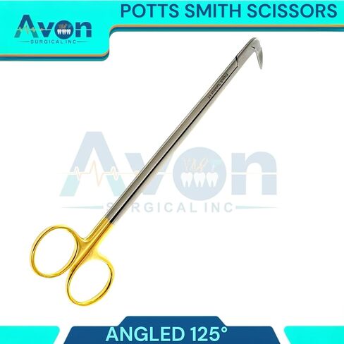 Pack of 3pcs Potts Smith Sharp Tip Scissors | Angled to 25 Degrees, 90 Degrees, and 125 Degrees | Gold Handle French Stainless Steel Premium Bundle in Kuwait