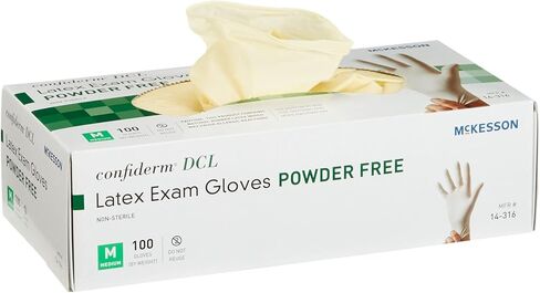 McKesson Confiderm DCL Latex Exam Gloves - Powder-Free, Ambidextrous, Non-Sterile - Ivory, Size Medium, 100 Count, 1 Box in Saudi Arabia