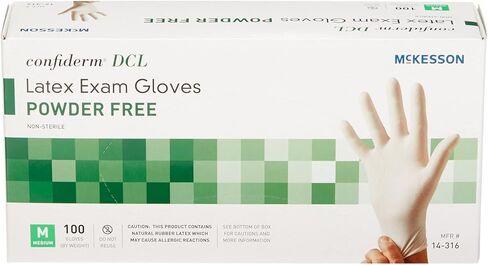 McKesson Confiderm DCL Latex Exam Gloves - Powder-Free, Ambidextrous, Non-Sterile - Ivory, Size Medium, 100 Count, 1 Box in Saudi Arabia