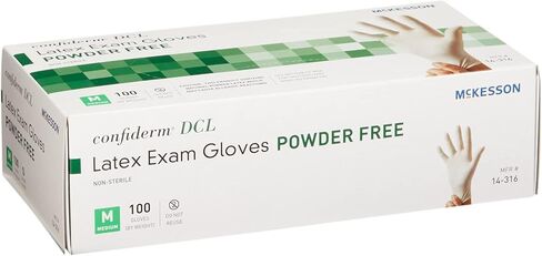 McKesson Confiderm DCL Latex Exam Gloves - Powder-Free, Ambidextrous, Non-Sterile - Ivory, Size Medium, 100 Count, 1 Box in Saudi Arabia