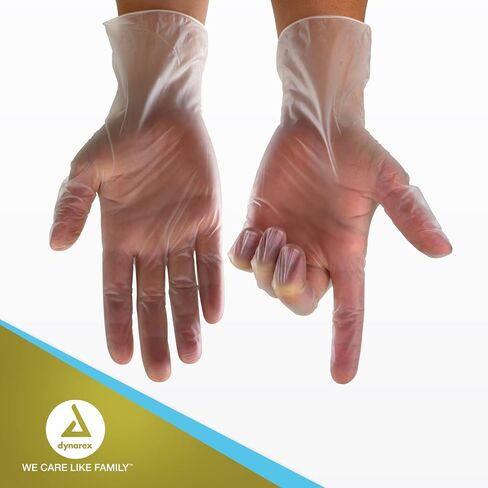 Dynarex Safe-touch Vinyl Exam Gloves, Powder Free, Medium, 1 Box Of 100 Gloves, Clear, Medium in Saudi Arabia