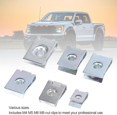 Car U Nuts Set, 50PCS, M4 M5 M6 M8, Manganese U Shaped Nut Assortment for Dash, Door Panel Interior in Saudi Arabia