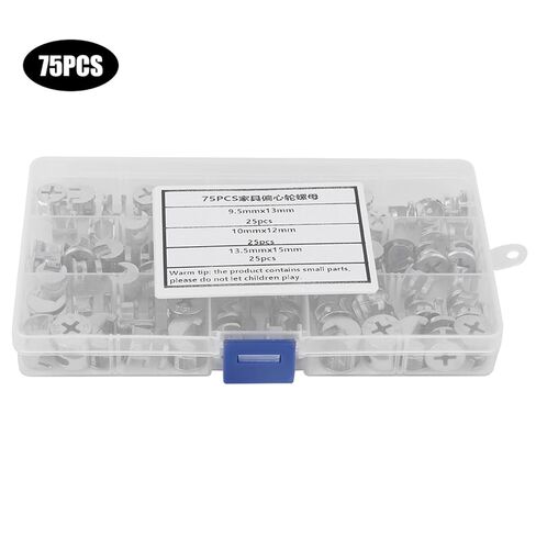Heavy Duty Furniture Eccentric Wheel Nut Set, 75 Pieces, 3 in 1 Connector Fixing Hardware Tools, Suitable for Connecting Panels in Office Furniture and Cabinets in Saudi Arabia