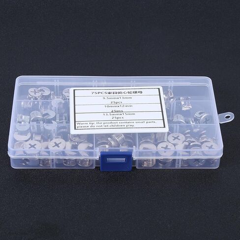 Heavy Duty Furniture Eccentric Wheel Nut Set, 75 Pieces, 3 in 1 Connector Fixing Hardware Tools, Suitable for Connecting Panels in Office Furniture and Cabinets in Saudi Arabia