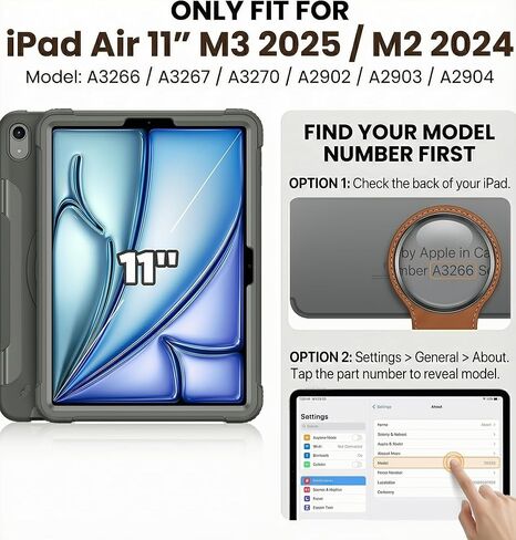 iPad Air 11 Inch M3 2025/M2 2024 (Air 7/6th Generation) ، واقي شاشة مدمج مع حزام جلدي أصلي ، و Kickstand الدوار وحزام الكتف in Kuwait