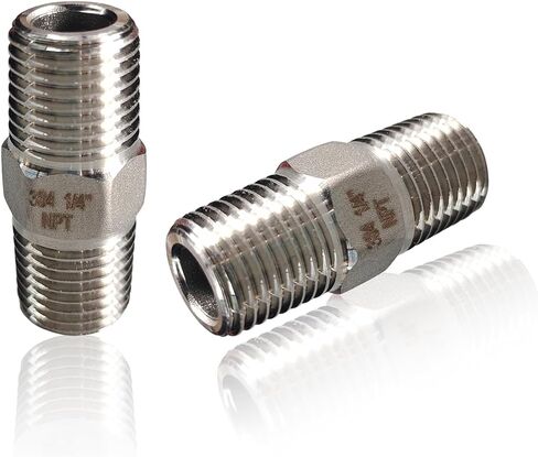 2 قطعة عرافة الفولاذ المقاوم للصدأ الحلمة 1/4 "NPT ذكر X 1/4" NPT ذكر وصلة أنابيب 1/4 بوصة الفولاذ المقاوم للصدأ الأنابيب الحلمات ذكر الأنابيب محول تركيبات الثقيلة الحلمات المتساوية موصلات in Kuwait