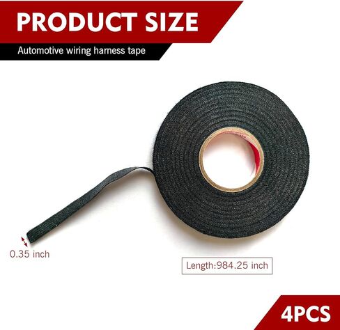 4PCS Wire Harness Automotive Cloth Tape, 0.35″ x 82′ Self-Adhesive Harness Automotive Heat Proof Cloth Tape for Auto Electrical Wrap Protection Insulation Cable Fixed in Saudi Arabia
