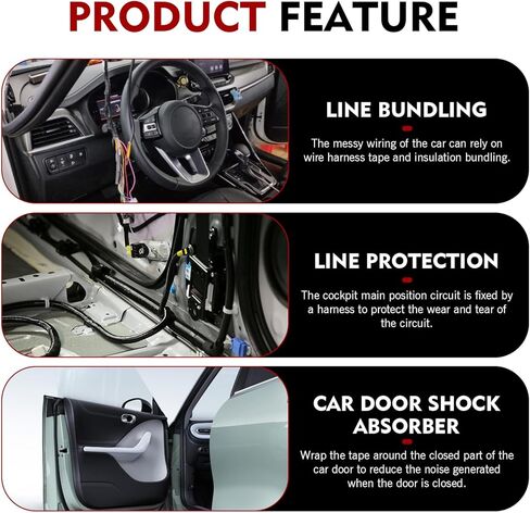 4PCS Wire Harness Automotive Cloth Tape, 0.35″ x 82′ Self-Adhesive Harness Automotive Heat Proof Cloth Tape for Auto Electrical Wrap Protection Insulation Cable Fixed in Saudi Arabia