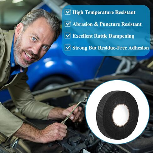 20 حزمة من شريط تسخير الأسلاك، 3/4 بوصة × 50 قدم، شريط قماشي ذاتي اللصق بدرجة حرارة عالية، شريط من القماش لتخميد الضوضاء وحماية الكابل in Kuwait