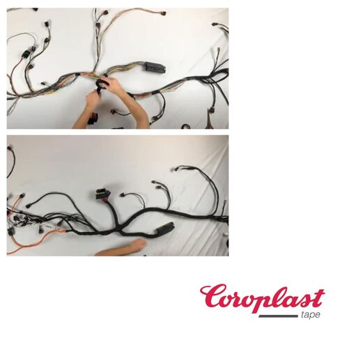 شريط ربط الأسلاك Eurotech Coroplast 835X، قماش بوليستر أسود، 19 مم × 25 م، قابل للتمزيق يدويًا، مقاوم للحرارة 150C، فئة التآكل D، فئة تخميد الصوت A in Kuwait