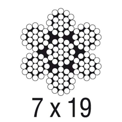 7 × 19 حبل سلك كابل للطائرات من الفولاذ المجلفن، قطر 3/8 بوصة، طول 200 قدم، قوة كسر 14400 رطل، فضي، 12 قطعة 3/8 بوصة مشابك كابلات in Kuwait