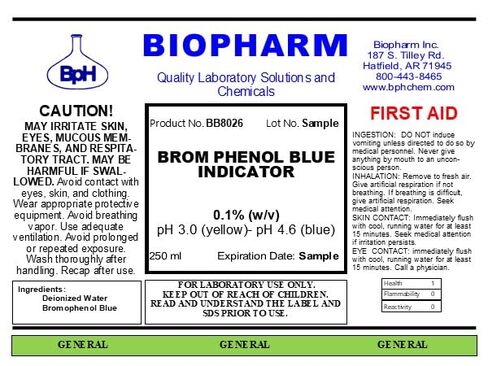 Bromophenol Blue Indicator 0.1% (w/v) Aqueous Solution — 250 mL (8.4 fl oz) — Includes an Empty 50 mL Dropper Bottle and Dispensing Cap — pH 3.0 (Yellow)- pH 4.6 (Blue) in Saudi Arabia