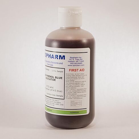 Bromophenol Blue Indicator 0.1% (w/v) Aqueous Solution — 250 mL (8.4 fl oz) — Includes an Empty 50 mL Dropper Bottle and Dispensing Cap — pH 3.0 (Yellow)- pH 4.6 (Blue) in Saudi Arabia