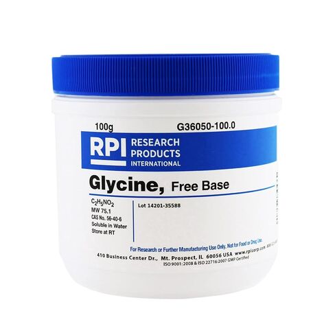 RPI Glycine Powder, Free Base, 100 Grams, Cell Culture Tested, for Electrophoresis Buffers. in Kuwait