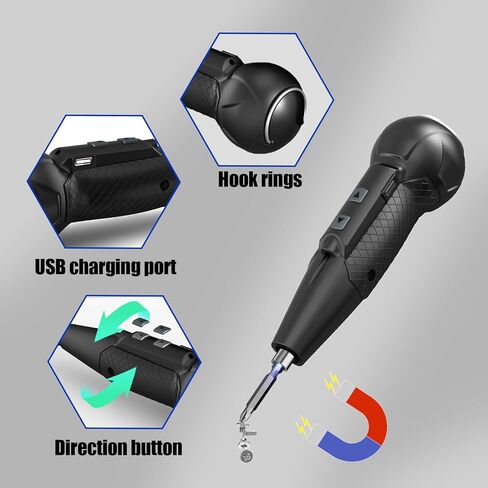 3.7V Cordless Electric Screwdriver Rechargeable portable Mini Rotary Home Gadget，Automatic Manual all in one with LED Light and USB- Type C Charging Cable White in Kuwait