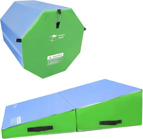 Kangaroo Hoppers Gymnastics Wedge Cheese Mat & Octagon Tumble Mat for Kids Tumbling, Skill Training, Home Gym Exercise in Saudi Arabia
