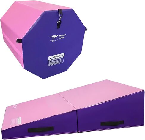 Kangaroo Hoppers Gymnastics Wedge Cheese Mat & Octagon Tumble Mat for Kids Tumbling, Skill Training, Home Gym Exercise in Saudi Arabia