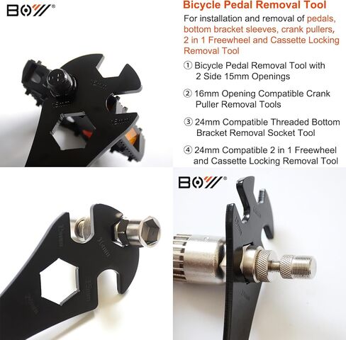 6-in-1 Bike Repair Tool Set with Freewheel and Cassette Lockring Removal, Crank Puller, Multifunction Pedal Wrench, Chain Whip, Bottom Bracket Removal Tool in Kuwait
