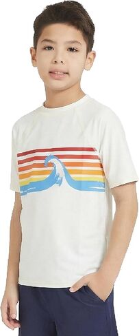 Lands' End Boys' Swim UPF 50 Plus Short Sleeve Sun Tee Rash Guard Shirt in Kuwait