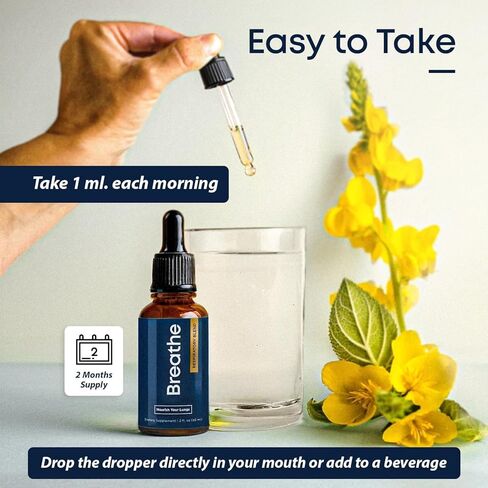 تنفس 8 في 1 قطرات مولين للرئتين والخطوط الجوية: مستخلص أوراق النعناع والزعتر وأوراق مولين لإزالة سموم الرئتين للمدخنين - تفتيت المخاط والتنفس الصافي - خالية من الكائنات المعدلة وراثيًا ومصنوعة في الولايات المتحدة الأمريكية - 2 فلوريدا أوقية. أوقية. in Kuwait