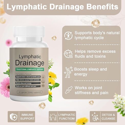 Lymphatic Drainage Capsules-Lymphatic Drainage Supplement for Immune Health & Fluid Balance, with Echinacea, Dandelion, and Burdock(60 Capsule) in Saudi Arabia