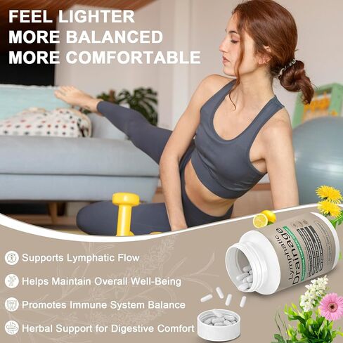 Lymphatic Drainage Capsules-Lymphatic Drainage Supplement for Immune Health & Fluid Balance, with Echinacea, Dandelion, and Burdock(60 Capsule) in Saudi Arabia