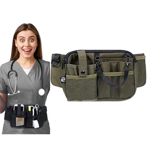 حقيبة آيلاشين ممرضة فاني مع جيوب للأجهزة الطبية، منظم حقيبة الخصر للممرضة لسماعة الطبيب، موزع الأشرطة، الضمادات، المقص وغيرها من لوازم الطوارئ باللون الأخضر in Kuwait