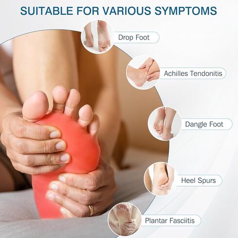 KTSAY ترقية جبيرة ليلية لالتهاب اللفافة الأخمصية ودعامة تخفيف مع أشرطة قابلة للتعديل - دعم لالتهاب وتر العرقوب وألم تحفيز الكعب والاستخدام ليلاً ونهارًا (1، أزرق) in Kuwait
