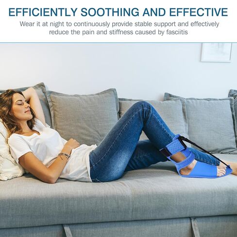 KTSAY ترقية جبيرة ليلية لالتهاب اللفافة الأخمصية ودعامة تخفيف مع أشرطة قابلة للتعديل - دعم لالتهاب وتر العرقوب وألم تحفيز الكعب والاستخدام ليلاً ونهارًا (1، أزرق) in Kuwait
