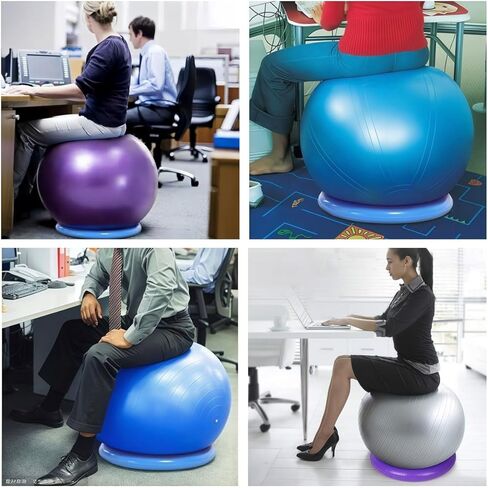 قاعدة تثبيت كرة اليوجا مع حلقة مضادة للانزلاق - تستخدم للصالات الرياضية والمكاتب المنزلية، حامل كرة اللياقة البدنية PVC مع ثبات مضاد للانزلاق وأمان معزز (رمادي فاتح) in Kuwait