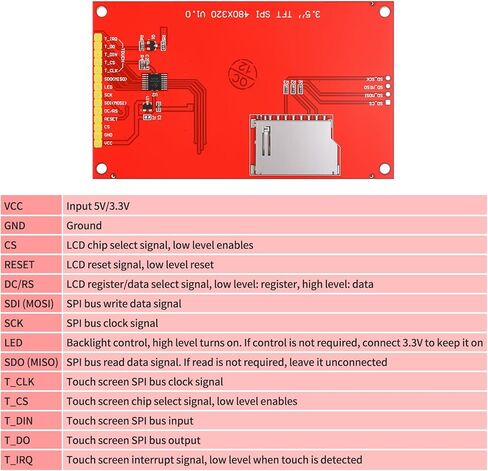 3.5 Inch TFT LCD Touch Screen Display Module 480 x 320 Resolution 4-Wire SPI Interface ILI9488 Driver Chip with Touch Pen Compatible with Arduino Raspberry Pi STM32 in Saudi Arabia