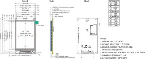 3.5 Inch TFT LCD Touch Screen Display Module 480 x 320 Resolution 4-Wire SPI Interface ILI9488 Driver Chip with Touch Pen Compatible with Arduino Raspberry Pi STM32 in Saudi Arabia